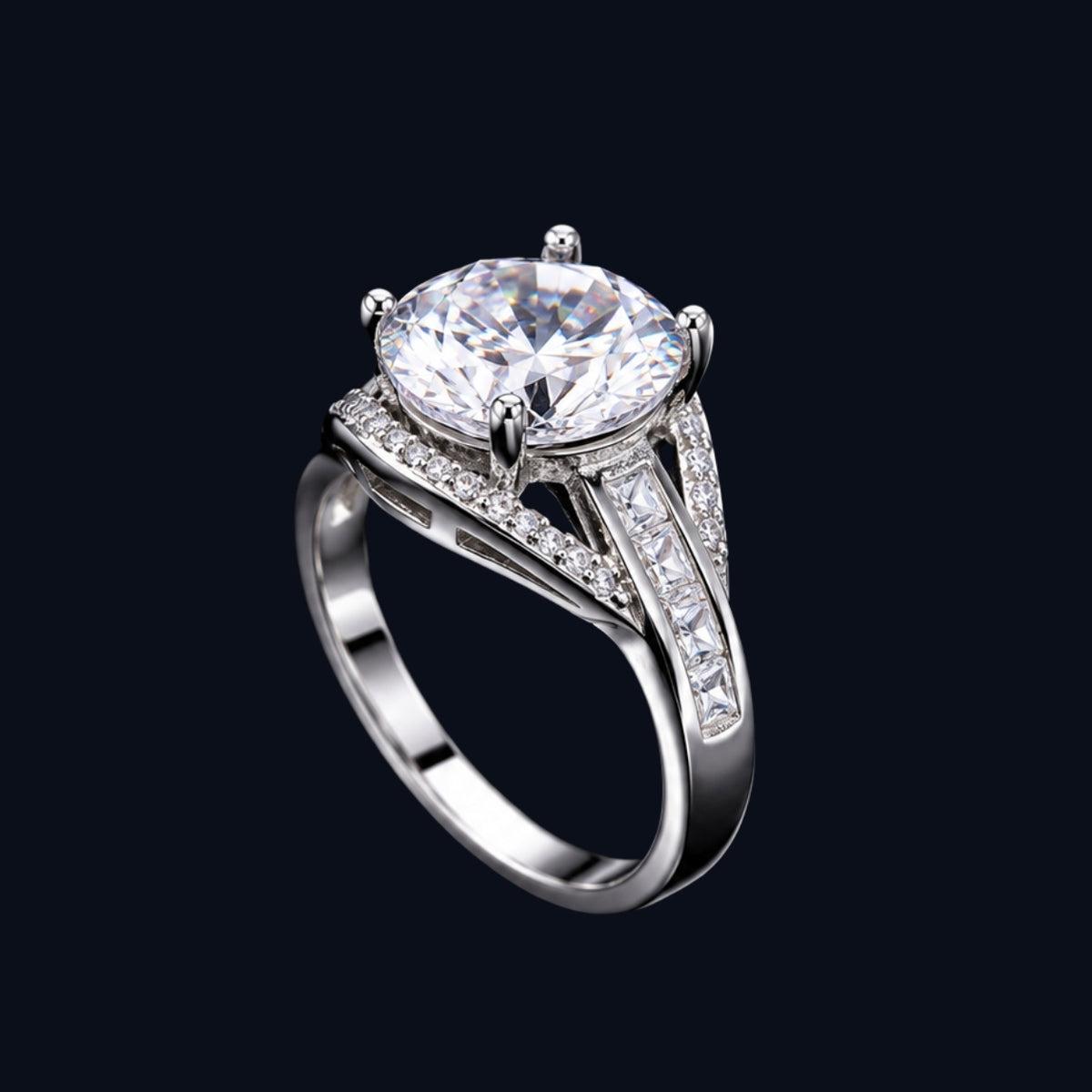 Silver Split Shank Solitaire Ring