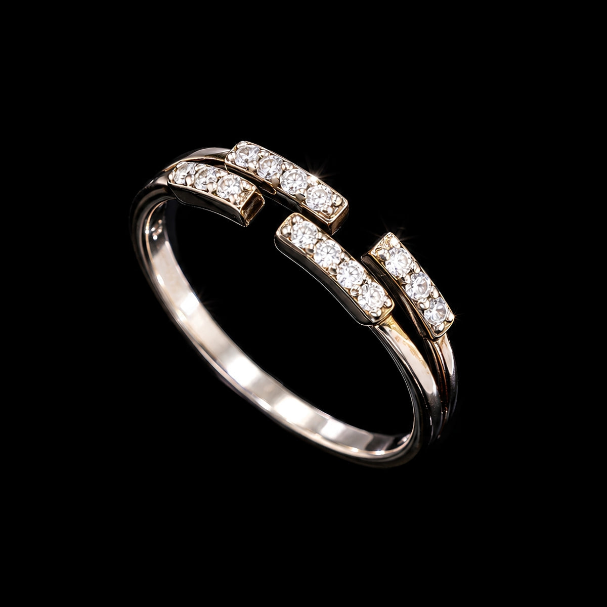 Gold CZ Bar Ring