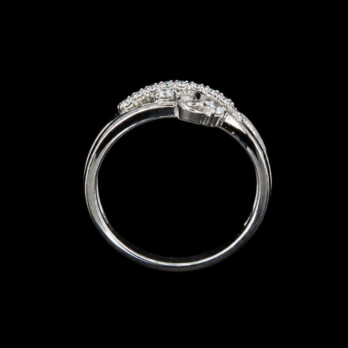 Silver CZ Ring with Swirl Design