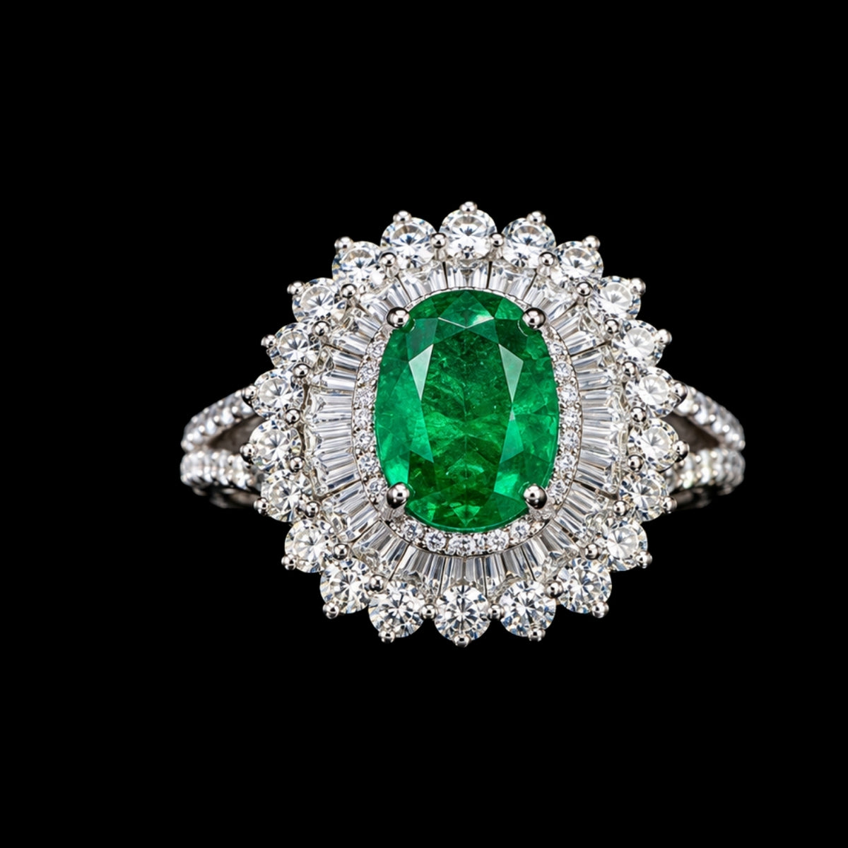 Emerald and CZ Ring