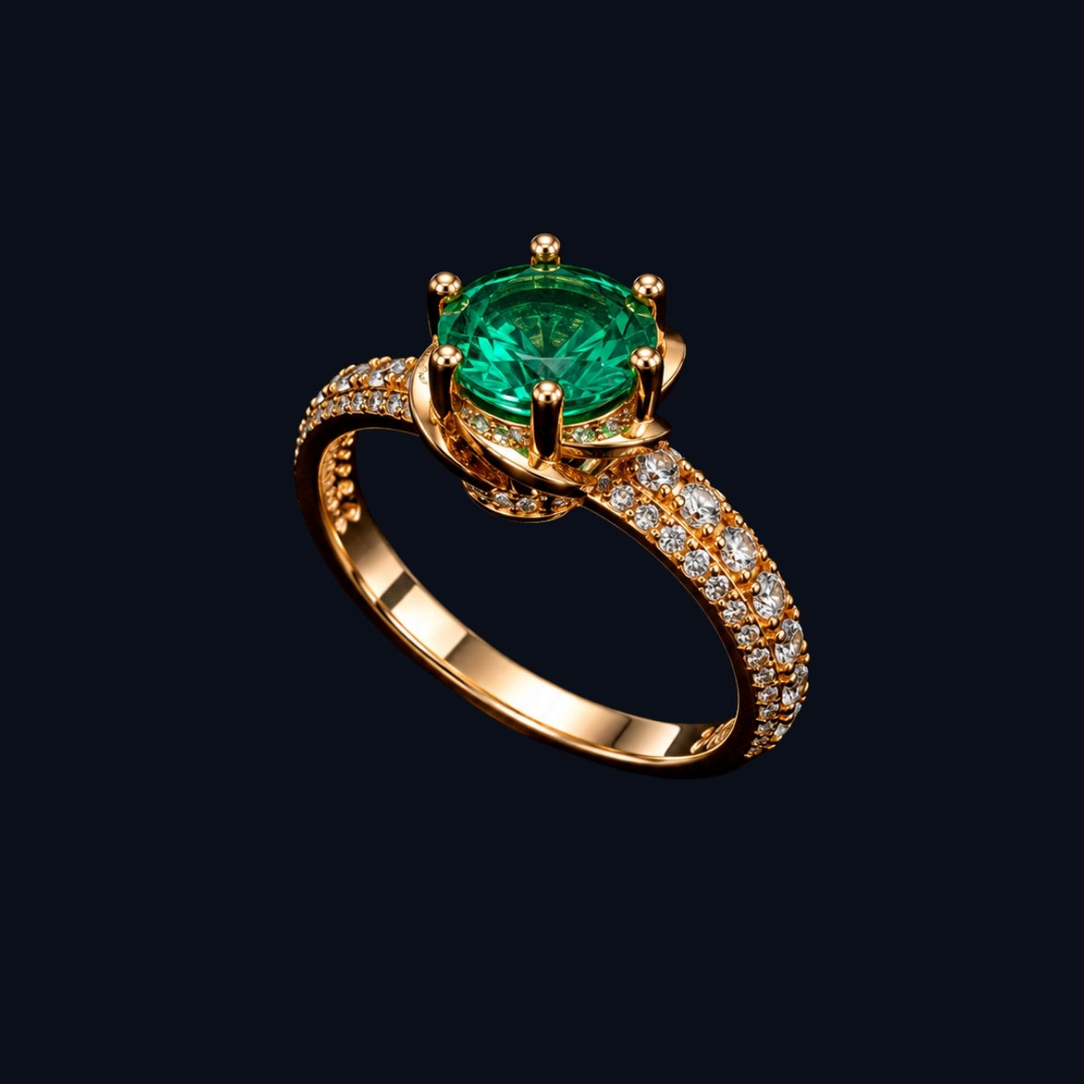 Rose Gold Green CZ Knot Ring