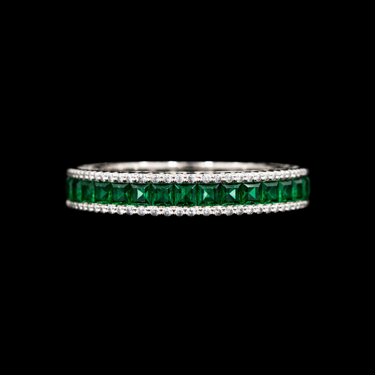 Green and White CZ Ring