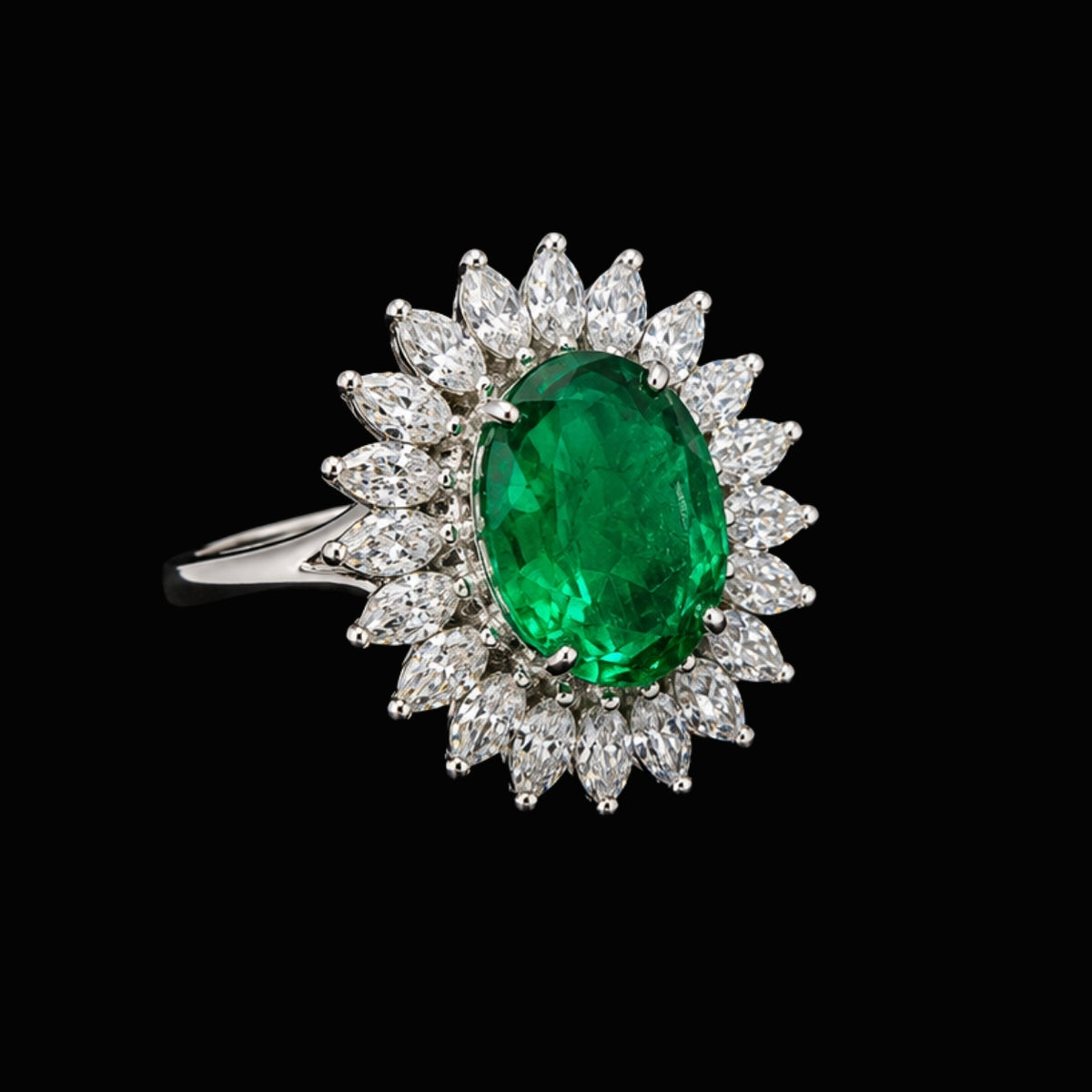 Emerald and CZ Ring