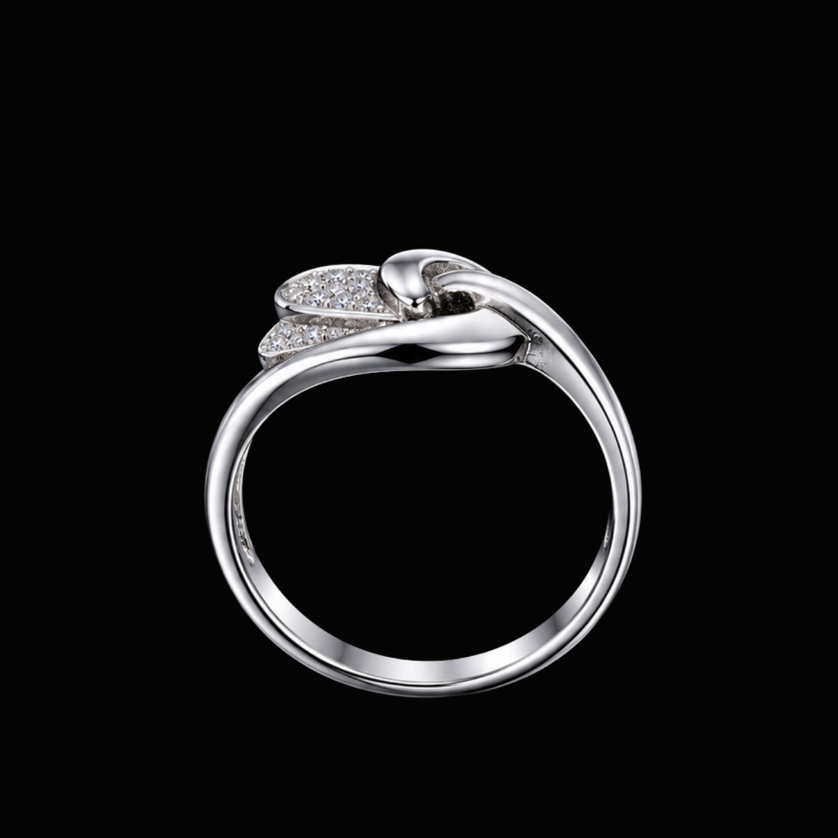 Silver CZ Ring with Knot Design