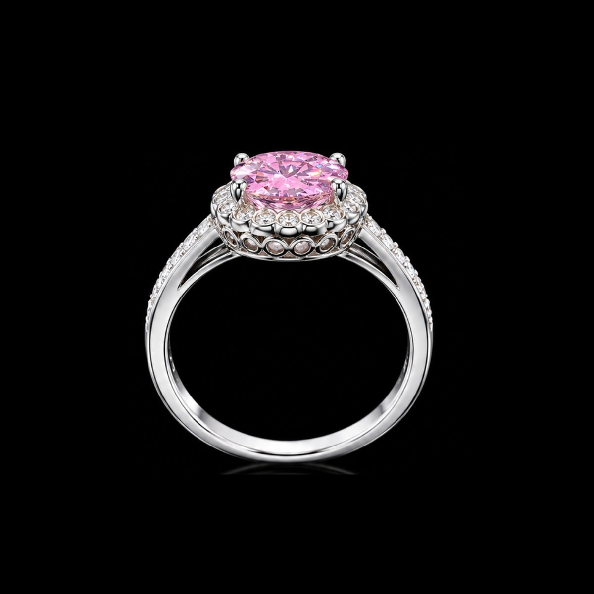 Pink CZ Halo Ring