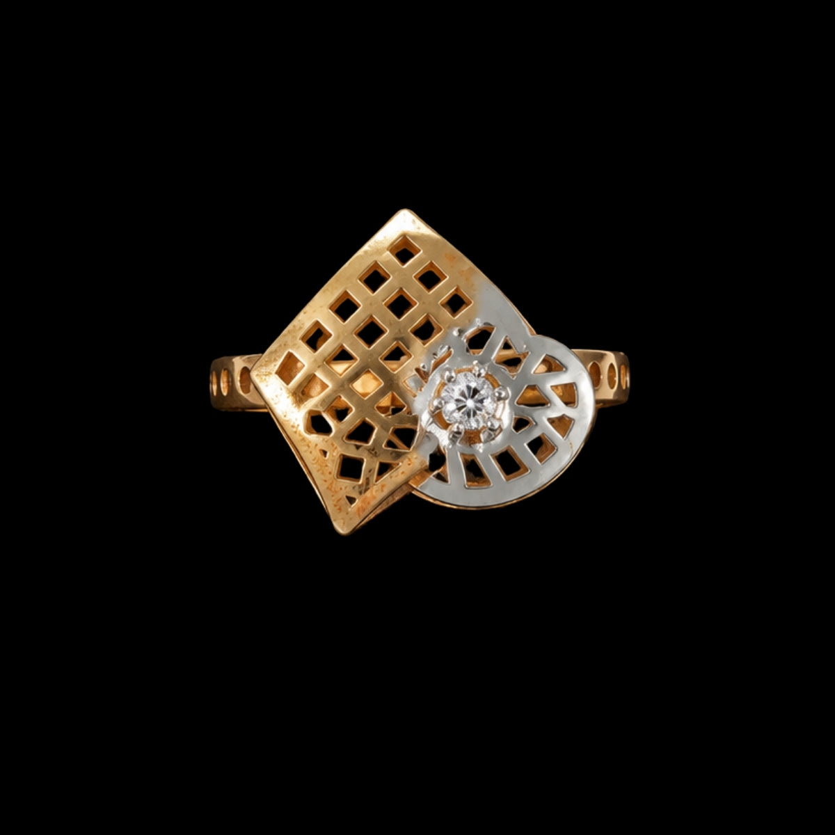 Gold-tone ring with CZ stone