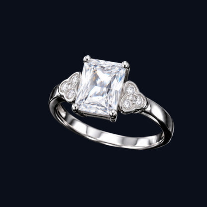 Silver CZ Clover Accent Ring