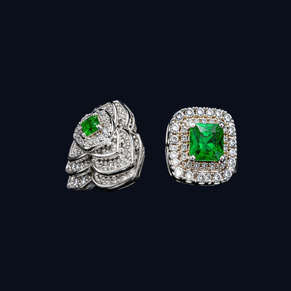 Silver Emerald Wing Wrap Ring