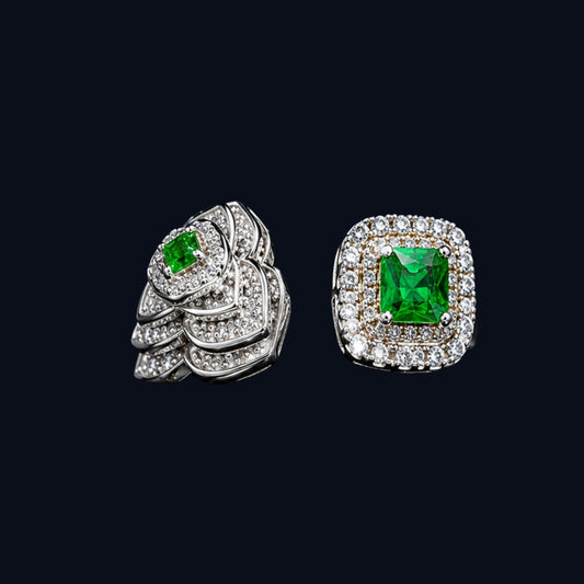 Silver Emerald Wing Wrap Ring
