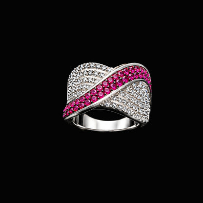 Silver Ring with CZ Stones and Enamel