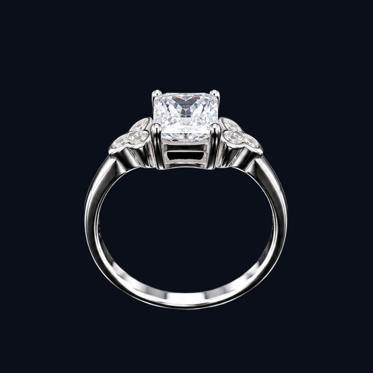 Silver CZ Clover Accent Ring