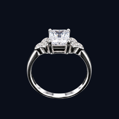 Silver CZ Clover Accent Ring