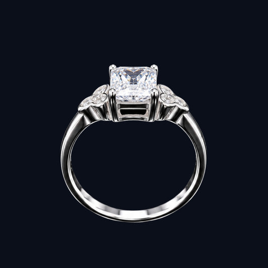 Silver CZ Clover Accent Ring