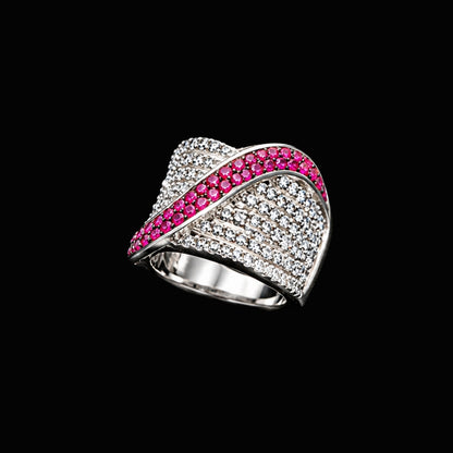 Silver Ring with CZ Stones and Enamel