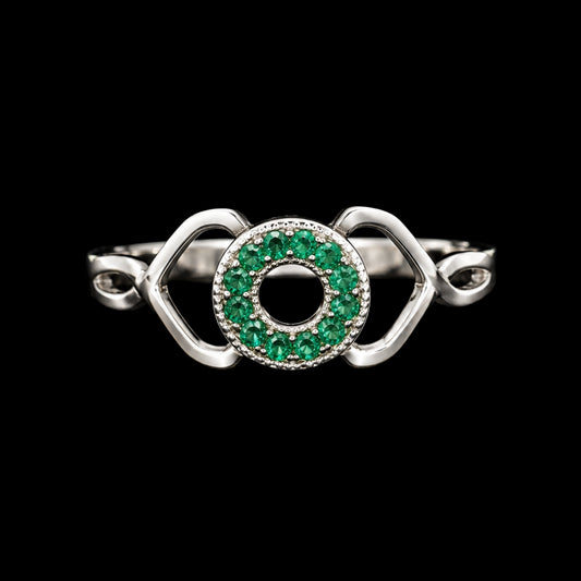 Silver Ring with Green CZ Stones