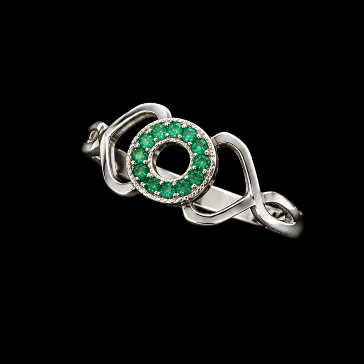 Silver Ring with Green CZ Stones