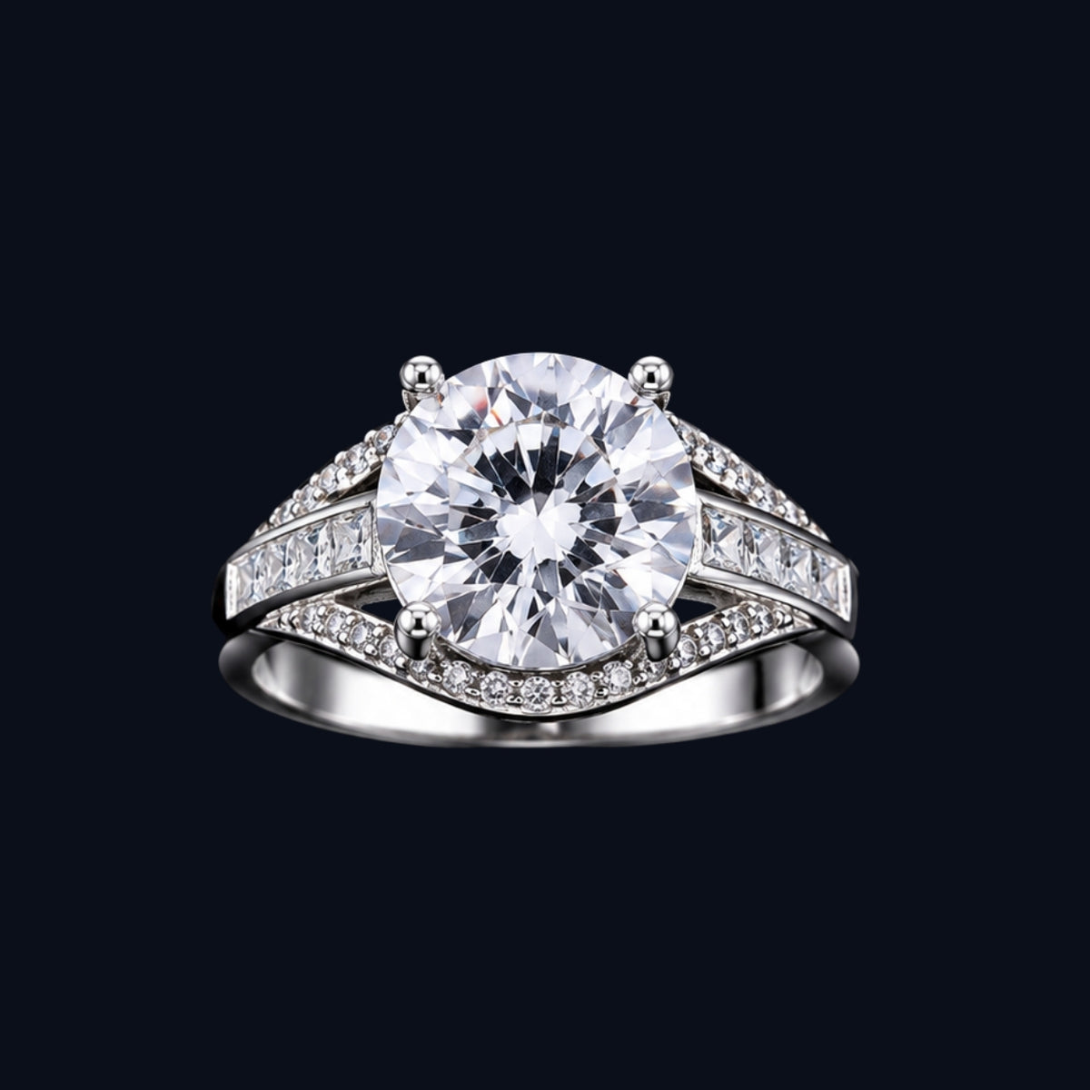 Silver Split Shank Solitaire Ring
