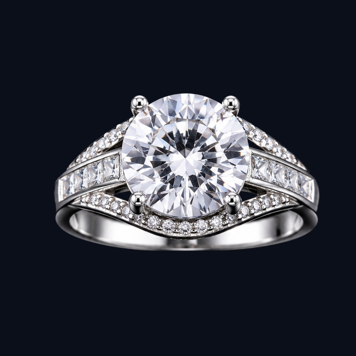 Silver Split Shank Solitaire Ring