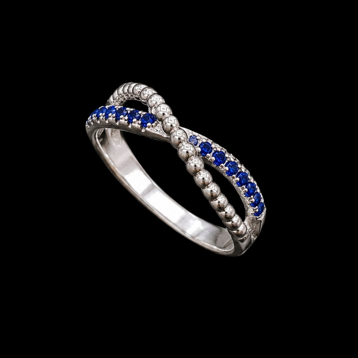 Blue CZ Beaded Ring