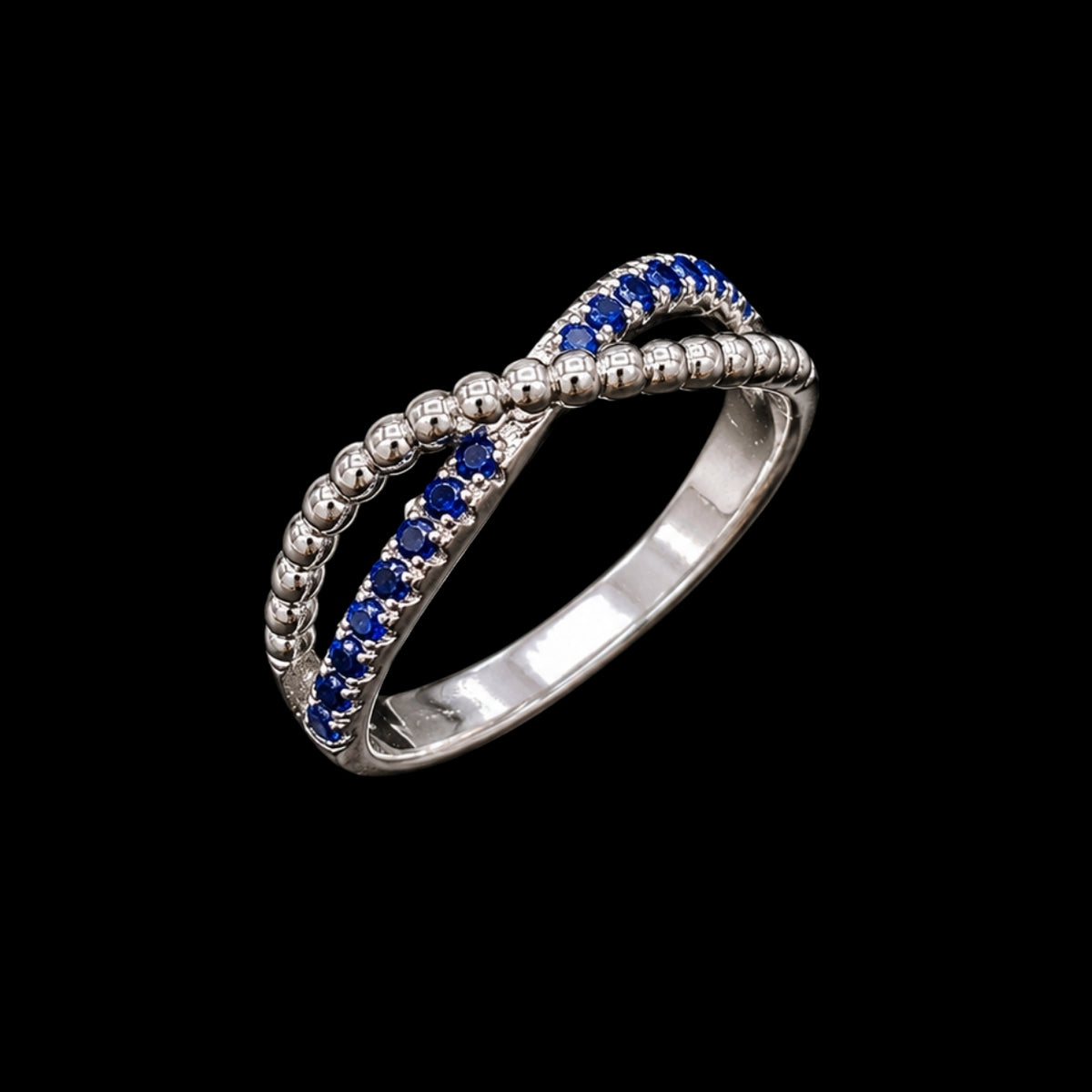 Blue CZ Beaded Ring
