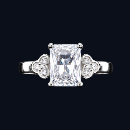 Silver CZ Clover Accent Ring