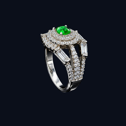 Emerald and CZ Ring