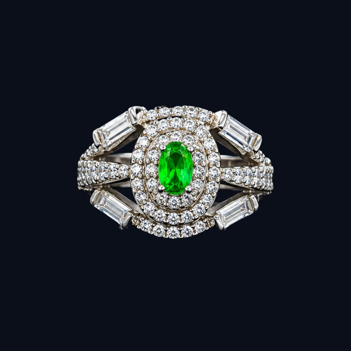 Emerald and CZ Ring