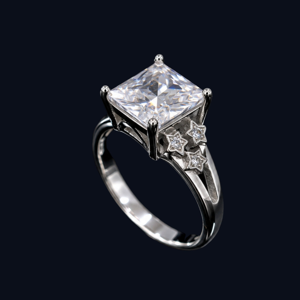 Silver Princess CZ Star Ring