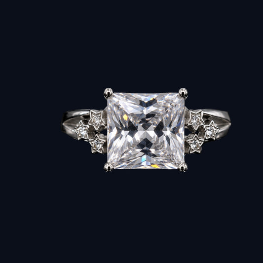 Silver Princess CZ Star Ring