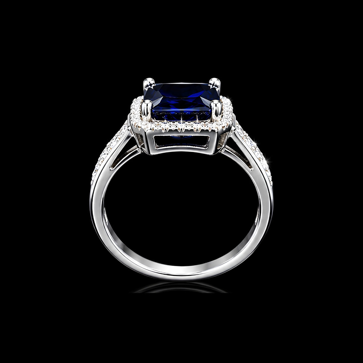 Blue CZ Square Ring