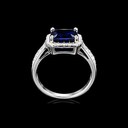 Blue CZ Square Ring
