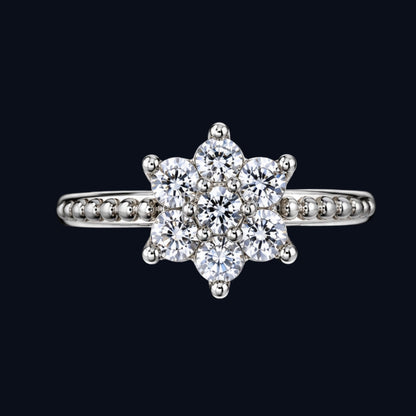 Silver CZ Flower Cluster Ring