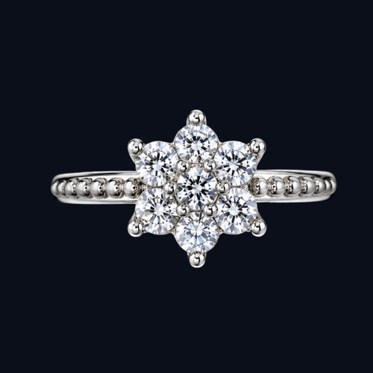 Silver CZ Flower Cluster Ring