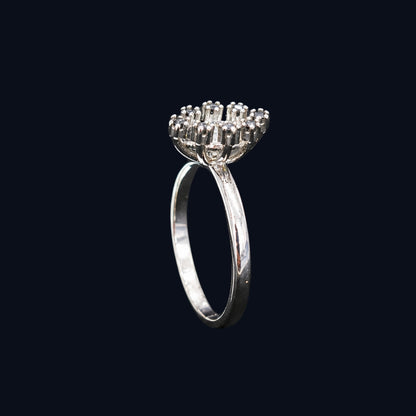 Silver CZ Sunburst Cluster Ring