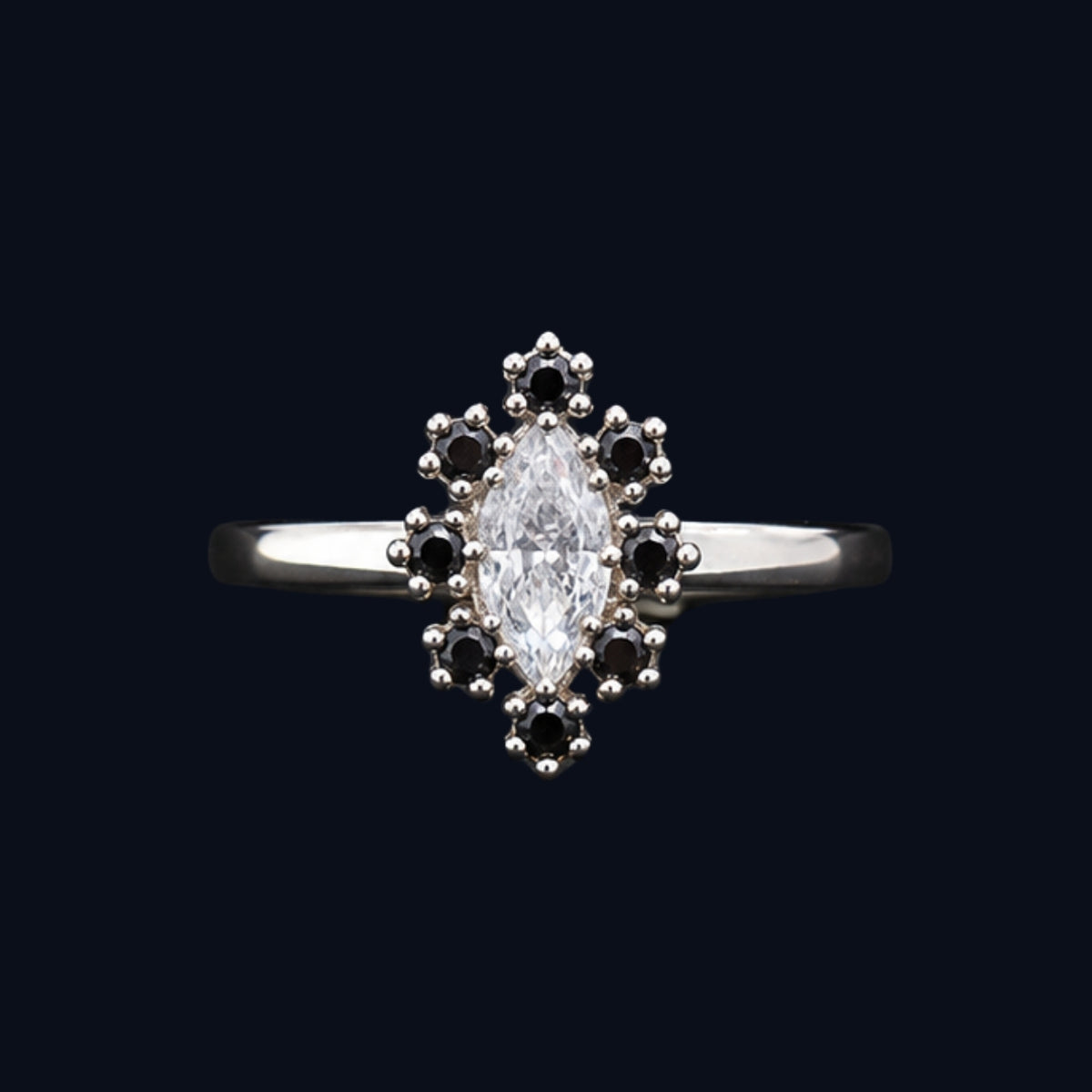 Silver CZ Sunburst Cluster Ring