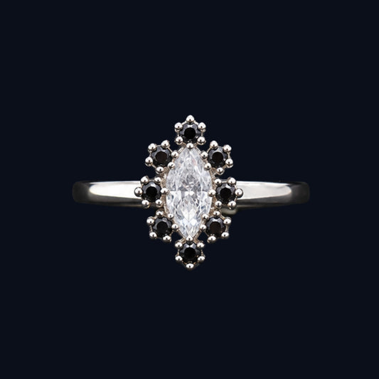 Silver CZ Sunburst Cluster Ring