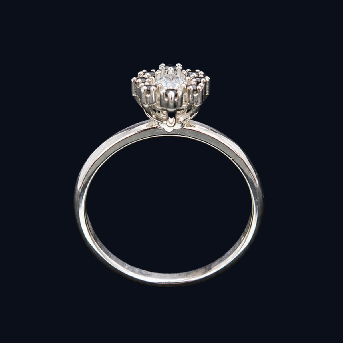 Silver CZ Sunburst Cluster Ring