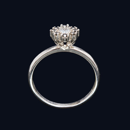 Silver CZ Sunburst Cluster Ring