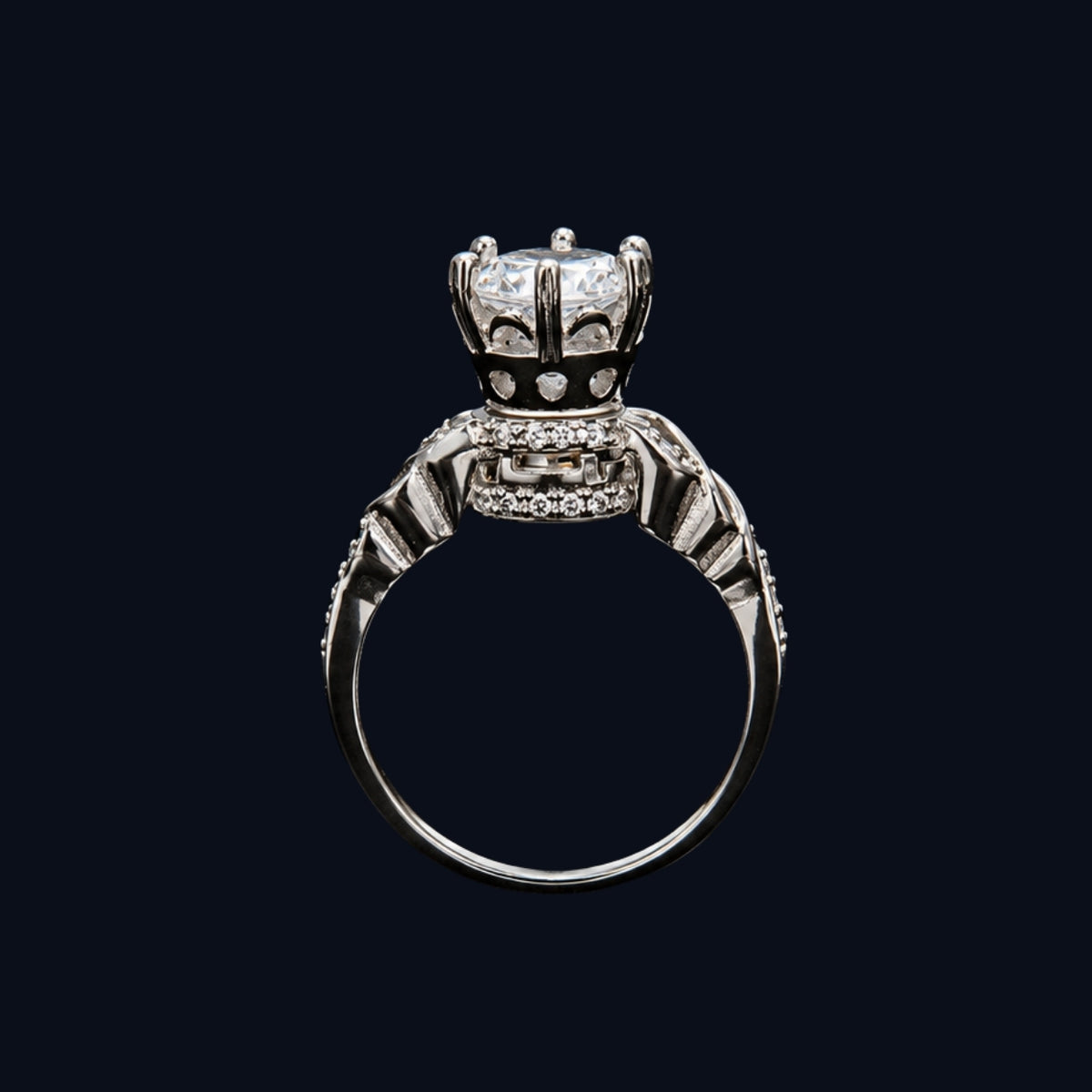 Crown Ring with CZ Stones