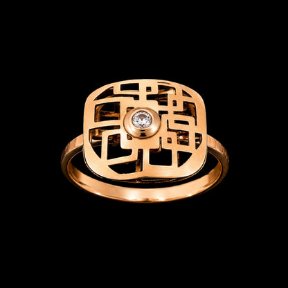 Gold Tone Ring with CZ Stone