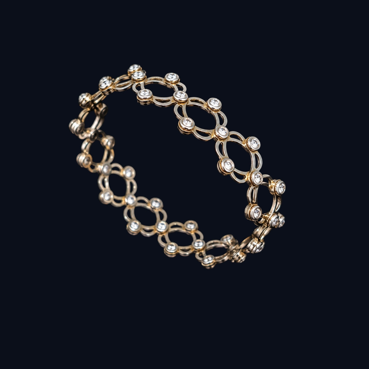 Silver Gold-Tone CZ Bangle