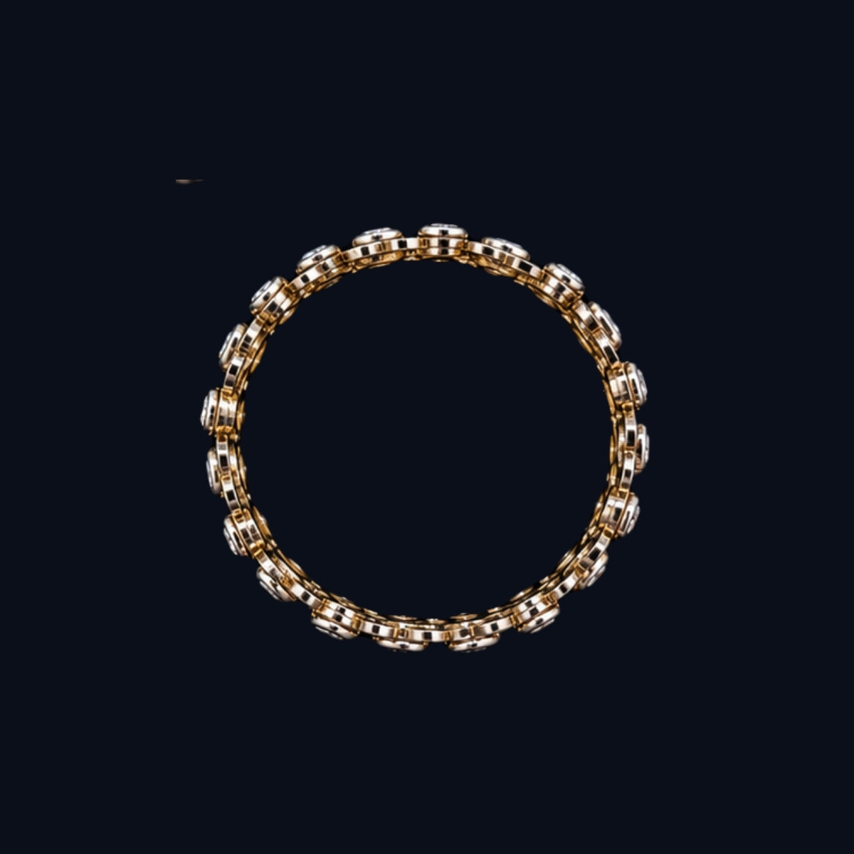 Silver Gold-Tone CZ Bangle