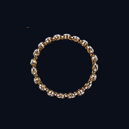 Silver Gold-Tone CZ Bangle
