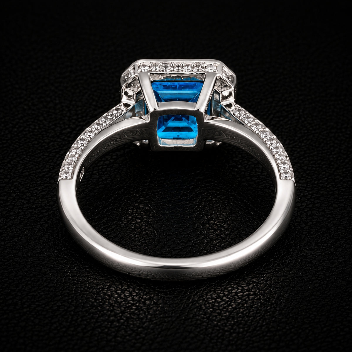 Blue CZ Square Ring