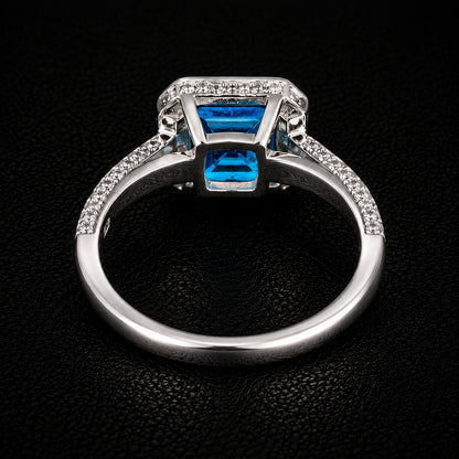 Blue CZ Square Ring