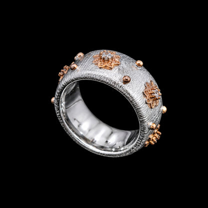 Gold and Silver Tone Ring with CZ Stones