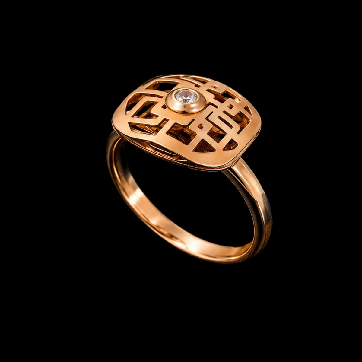 Gold Tone Ring with CZ Stone