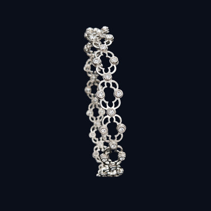 Silver CZ Quatrefoil Link Bracelet
