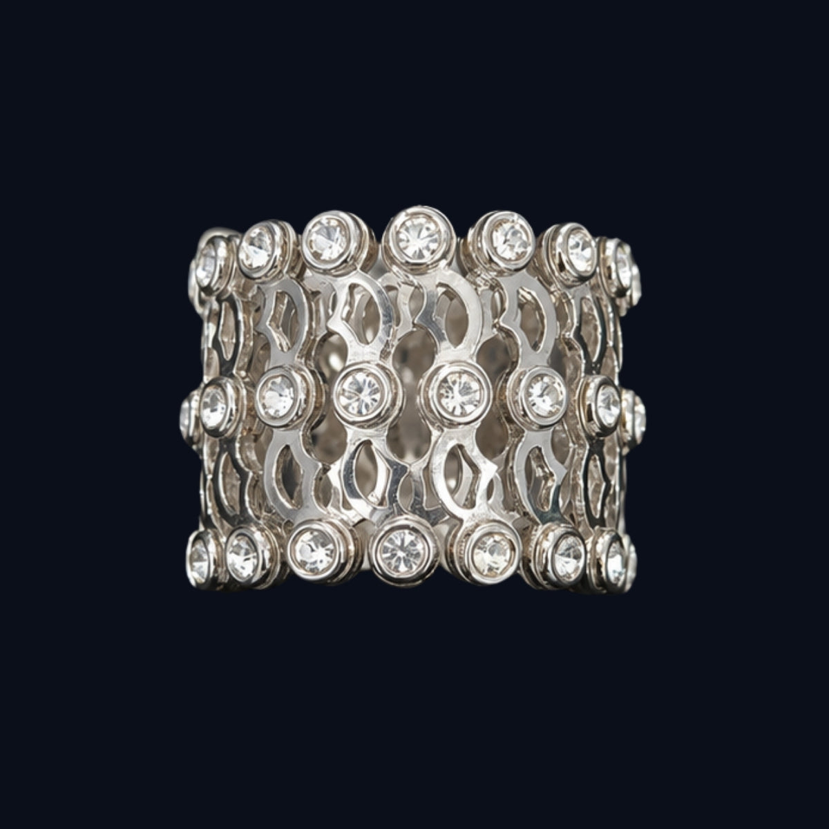 Silver CZ Quatrefoil Link Bracelet