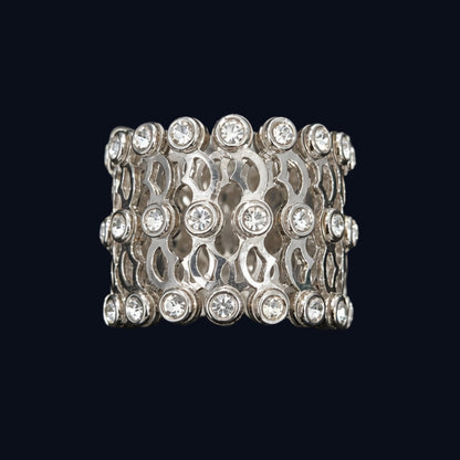 Silver CZ Quatrefoil Link Bracelet